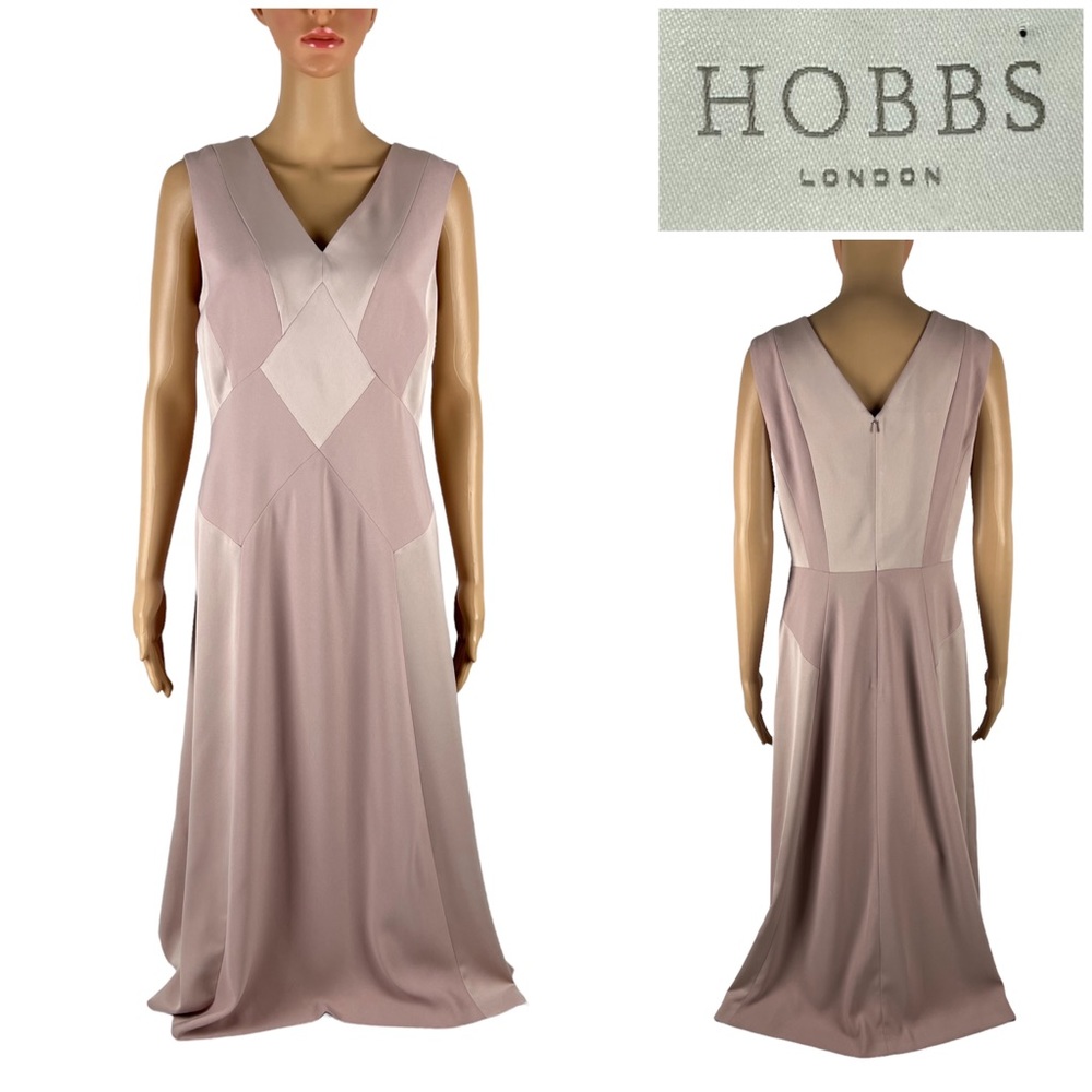 Hobbs Womens US 8 Dress Sleeveless Elaine Dress Shell Pink Cream Dusty EUC